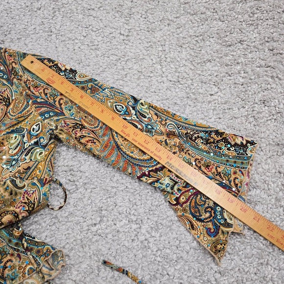 Vintage Dressbarn Womens Paisley Bell Sleeve Tie Back Top Size Large Boho Y2K - Picture 12 of 13